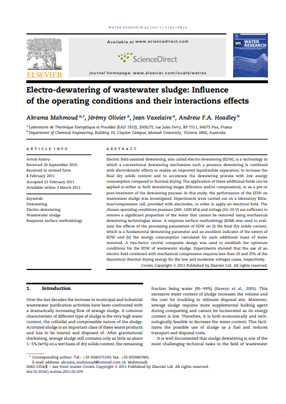 Electro-dewatering of wastewater sludge: Influence of the operating conditions and their interactions effects